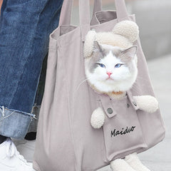 Bear Design Cat Carrier Backpack - Breathable Pet Bag for Outdoors