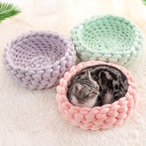 Hand-Knitted Pet Bed for Cats & Small Dogs