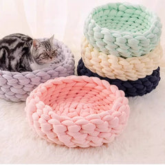 Hand-Knitted Pet Bed for Cats & Small Dogs
