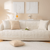 Geometric Quilted Sofa Cover - Boho Chic Plush & Non-Slip Couch Protector