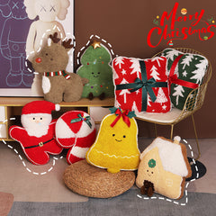 Festive Plush Gift Set - Santa & Gingerbread Man Throw Pillows, Soft Holiday Decor for Christmas Presents