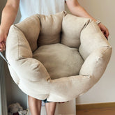 Deep Sleep Pet Bed - Portable Plush Dog & Cat Bed with Handle, Reversible Sofa-Style Cushion