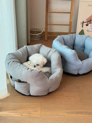 Deep Sleep Pet Bed - Portable Plush Dog & Cat Bed with Handle, Reversible Sofa-Style Cushion