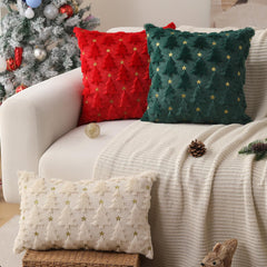Cozy Faux Fur Christmas Tree Pillow Cover - Set of 2