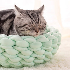 Hand-Knitted Pet Bed for Cats & Small Dogs