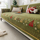 Christmas Tree Embroidery Chenille Sofa Cover