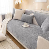 Chenille Striped Sofa Cover - Anti-Scratch & Non-Slip Couch Protector