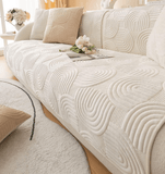 Geometric Quilted Sofa Cover - Boho Chic Plush & Non-Slip Couch Protector