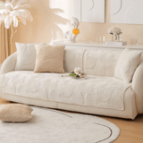 Geometric Quilted Sofa Cover - Boho Chic Plush & Non-Slip Couch Protector