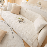 Geometric Quilted Sofa Cover - Boho Chic Plush & Non-Slip Couch Protector