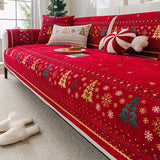 Christmas Tree Embroidery Chenille Sofa Cover