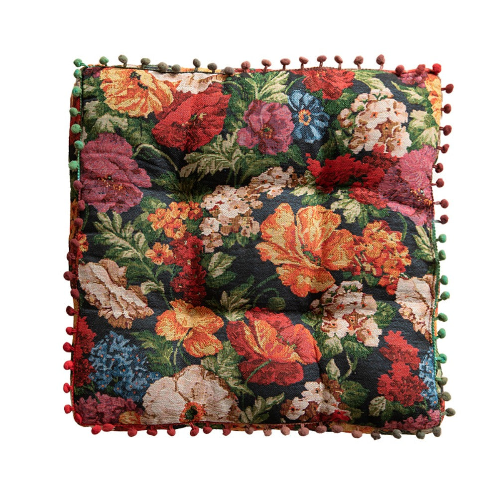 Floral Jacquard Floor Cushion Pillow