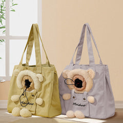 Bear Design Cat Carrier Backpack - Breathable Pet Bag for Outdoors