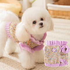 Dog Sweater with Dots & Flower Embroidery - Cozy Two-Legged Style