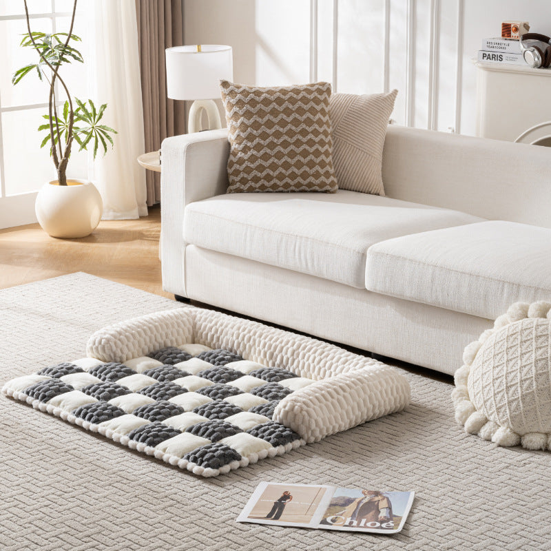 Canapé-lit pour chien à carreaux amélioré 