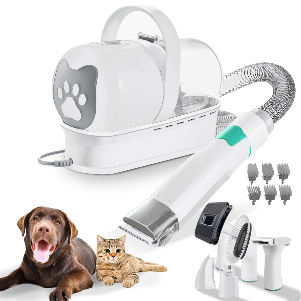 Kit de toilettage pour animaux de compagnie 7 en 1 avec aspiration sous vide