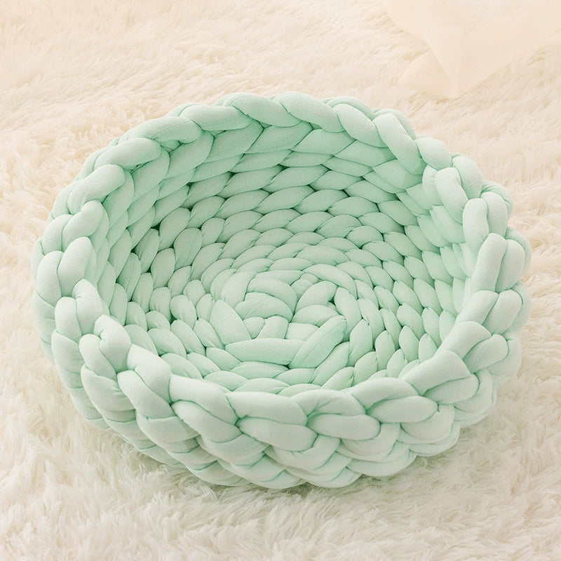 Hand-Knitted Pet Bed for Cats & Small Dogs