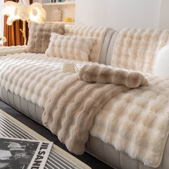 Luxury Faux Fur Sofa Cushion Cover - Non-Slip & Warm