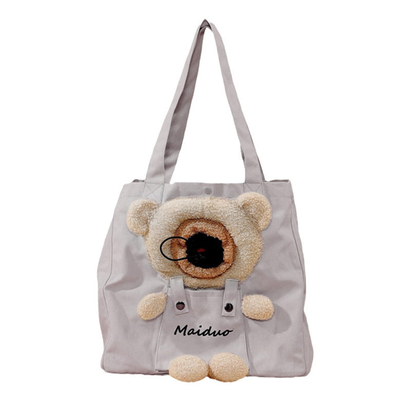 Bear Design Cat Carrier Backpack - Breathable Pet Bag for Outdoors