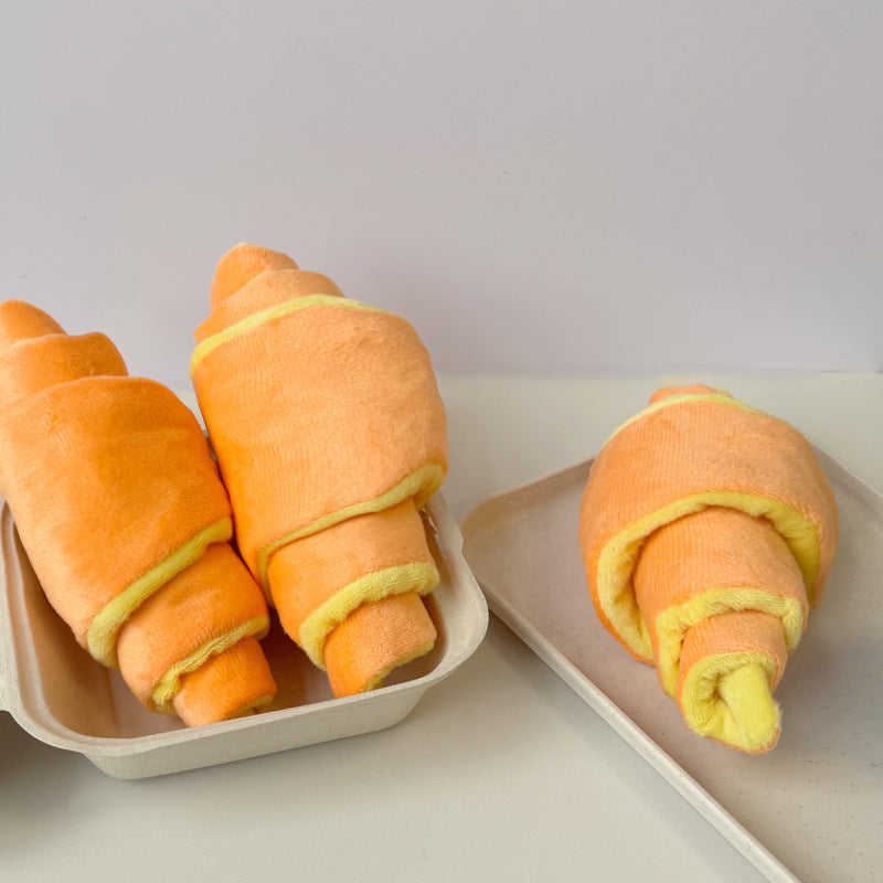Squeaky Croissant Plush Dog Toy