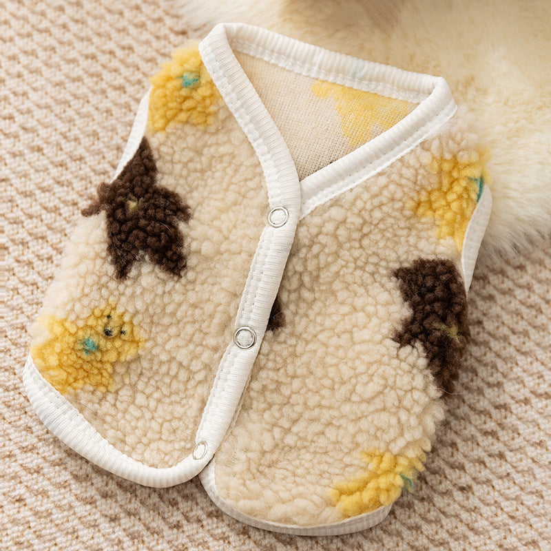 Bear Design Pet Vest - Plush Sherpa Two-Legged Sweater