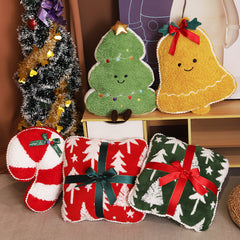 Festive Plush Gift Set - Santa & Gingerbread Man Throw Pillows, Soft Holiday Decor for Christmas Presents