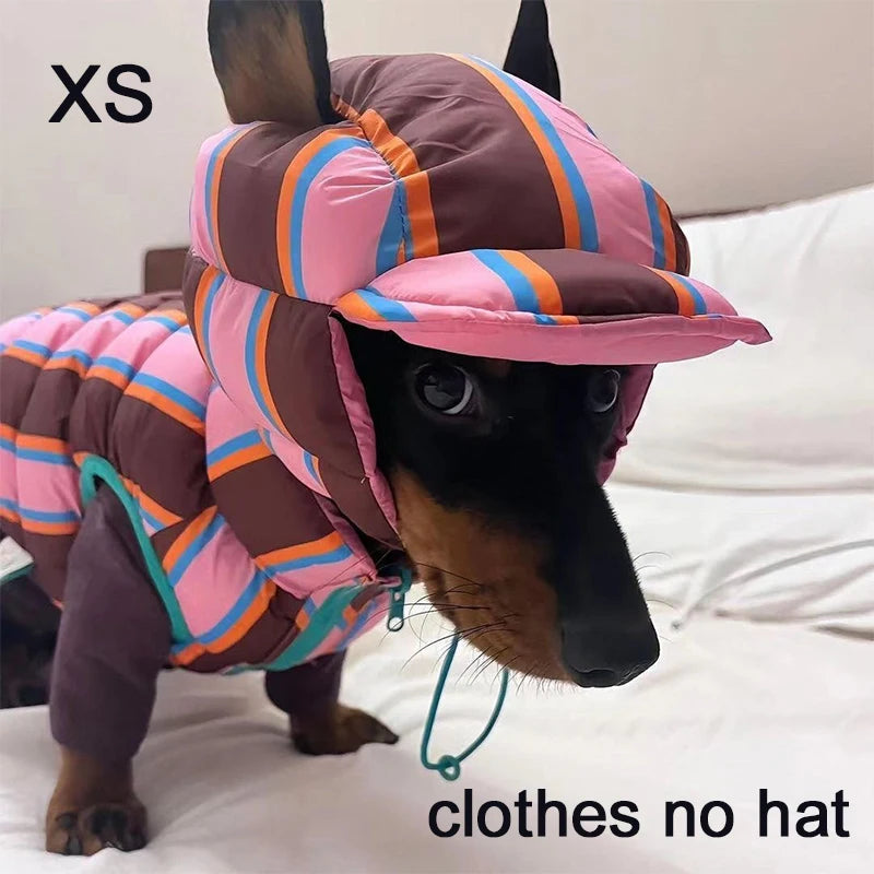 Reversible Dog Jacket, Warm Padded Winter Coat & Vest with Stripes for Small Dogs and Cats