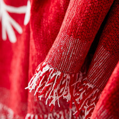 Festive Red Christmas Throw Blanket for Sofa