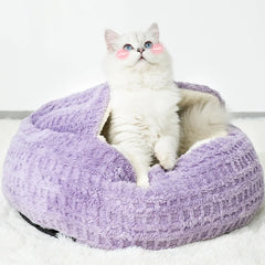 Winter Warm Cat Bed - Snug Semi-Enclosed Snail Shell Design