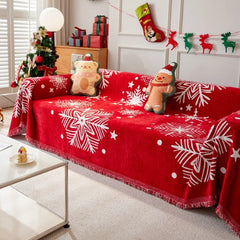 Festive Red Christmas Throw Blanket for Sofa