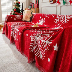 Festive Red Christmas Throw Blanket for Sofa