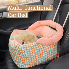 Universal Pet Car Seat, Dog Booster Seat with Safety Leash - Soft Plush Bed & Console Pad for Small Dogs and Cats Under 15 lbs