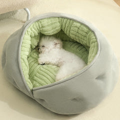 Cozy Semi-Enclosed Pet Bed - Plush Cat & Dog House for All Seasons