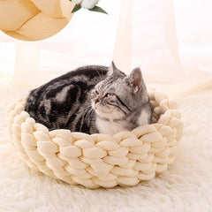 Hand-Knitted Pet Bed for Cats & Small Dogs